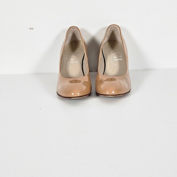 AGL Attilio Giusti Leombruni Tan Patent Leather Round Toe Block Heel Pumps 6 - Picture 3 of 9